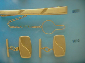 juego gemelos alfiler corbata oro plata