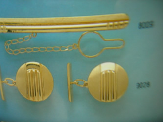 juego gemelos alfiler corbata oro plata