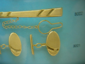 juego gemelos alfiler corbata oro plata