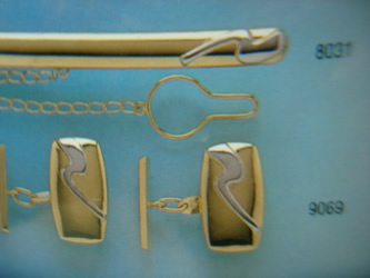 juego gemelos alfiler corbata oro plata