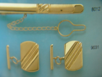 juego gemelos alfiler corbata oro plata