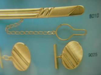 juego gemelos alfiler corbata oro plata