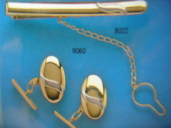 juego gemelos alfiler corbata oro plata