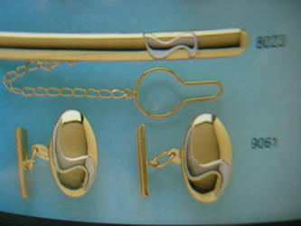 juego gemelos alfiler corbata oro plata