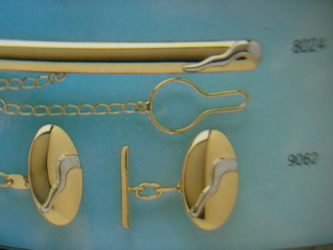 juego gemelos alfiler corbata oro plata