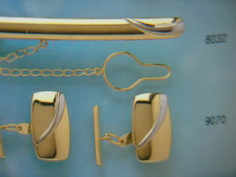 juego gemelos alfiler corbata oro plata