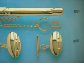 juego gemelos alfiler corbata oro plata