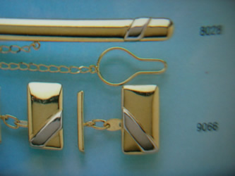 juego gemelos alfiler corbata oro plata