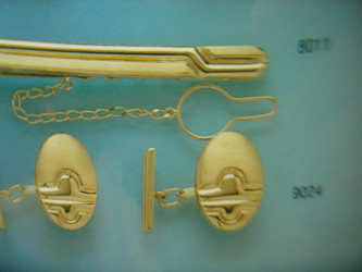 juego gemelos alfiler corbata oro plata