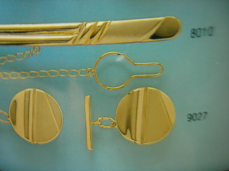 juego gemelos alfiler corbata oro plata