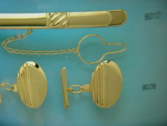 juego gemelos alfiler corbata oro plata