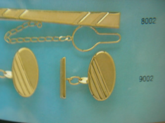 juego gemelos alfiler corbata oro plata