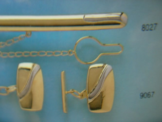 juego gemelos alfiler corbata oro plata