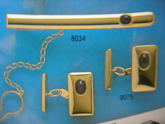 juego gemelos alfiler corbata oro plata