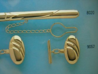 juego gemelos alfiler corbata oro plata