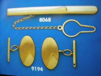 juego gemelos alfiler corbata oro plata