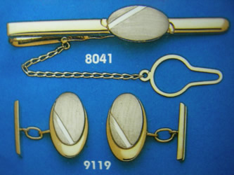 juego gemelos alfiler corbata oro plata