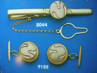 juego gemelos alfiler corbata oro plata