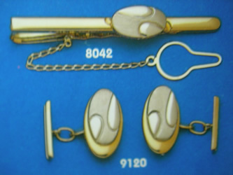 juego gemelos alfiler corbata oro plata
