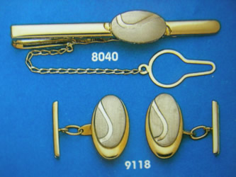 juego gemelos alfiler corbata oro plata