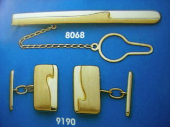 juego gemelos alfiler corbata oro plata