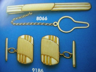 juego gemelos alfiler corbata oro plata