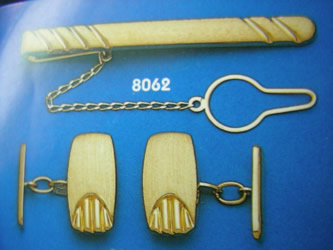 juego gemelos alfiler corbata oro plata