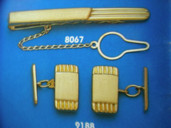 juego gemelos alfiler corbata oro plata