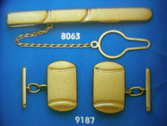 juego gemelos alfiler corbata oro plata