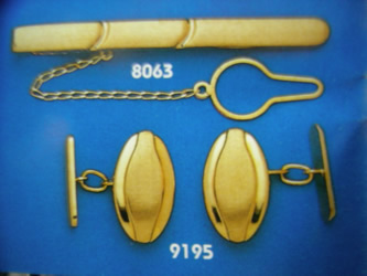 juego gemelos alfiler corbata oro plata