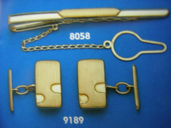 juego gemelos alfiler corbata oro plata