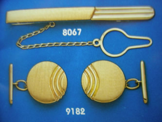 juego gemelos alfiler corbata oro plata