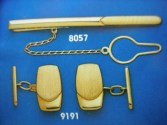 juego gemelos alfiler corbata oro plata
