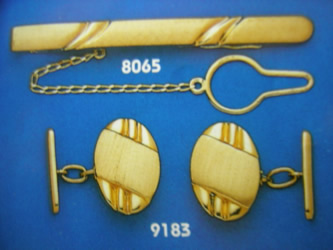 juego gemelos alfiler corbata oro plata