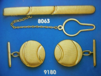 juego gemelos alfiler corbata oro plata