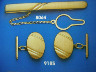 juego gemelos alfiler corbata oro plata