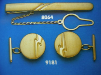 juego gemelos alfiler corbata oro plata