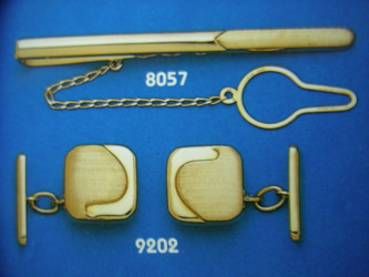 juego gemelos alfiler corbata oro plata
