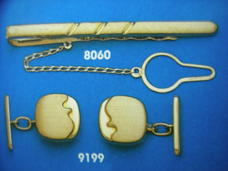 juego gemelos alfiler corbata oro plata