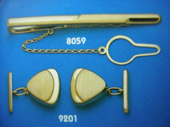 juego gemelos alfiler corbata oro plata