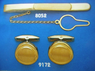 juego gemelos alfiler corbata oro plata