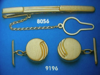 juego gemelos alfiler corbata oro plata