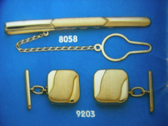 juego gemelos alfiler corbata oro plata