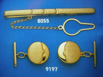 juego gemelos alfiler corbata oro plata