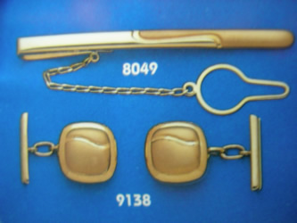 juego gemelos alfiler corbata oro plata