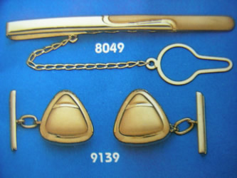 juego gemelos alfiler corbata oro plata