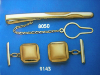 juego gemelos alfiler corbata oro plata