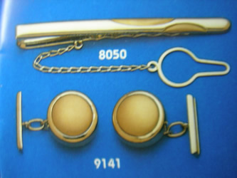 juego gemelos alfiler corbata oro plata