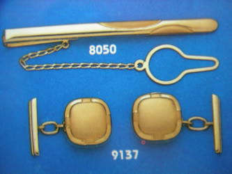 juego gemelos alfiler corbata oro plata