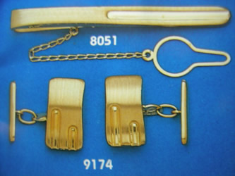 juego gemelos alfiler corbata oro plata